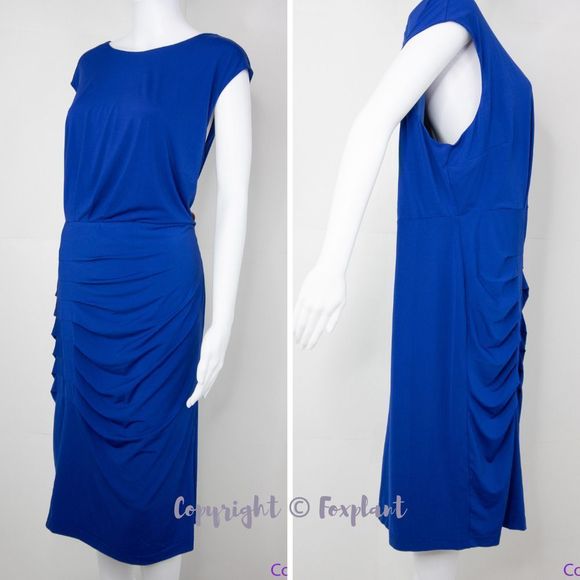 NEW Eloquii royal blue sleeveless ruched bodycon dress, size 22 - Picture 3 of 16